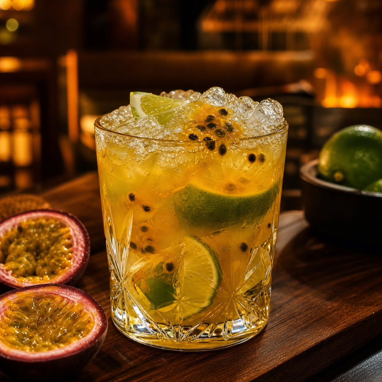 Coctel Caipirinha de Maracuyá & Miel de Agave en Bossa Grill