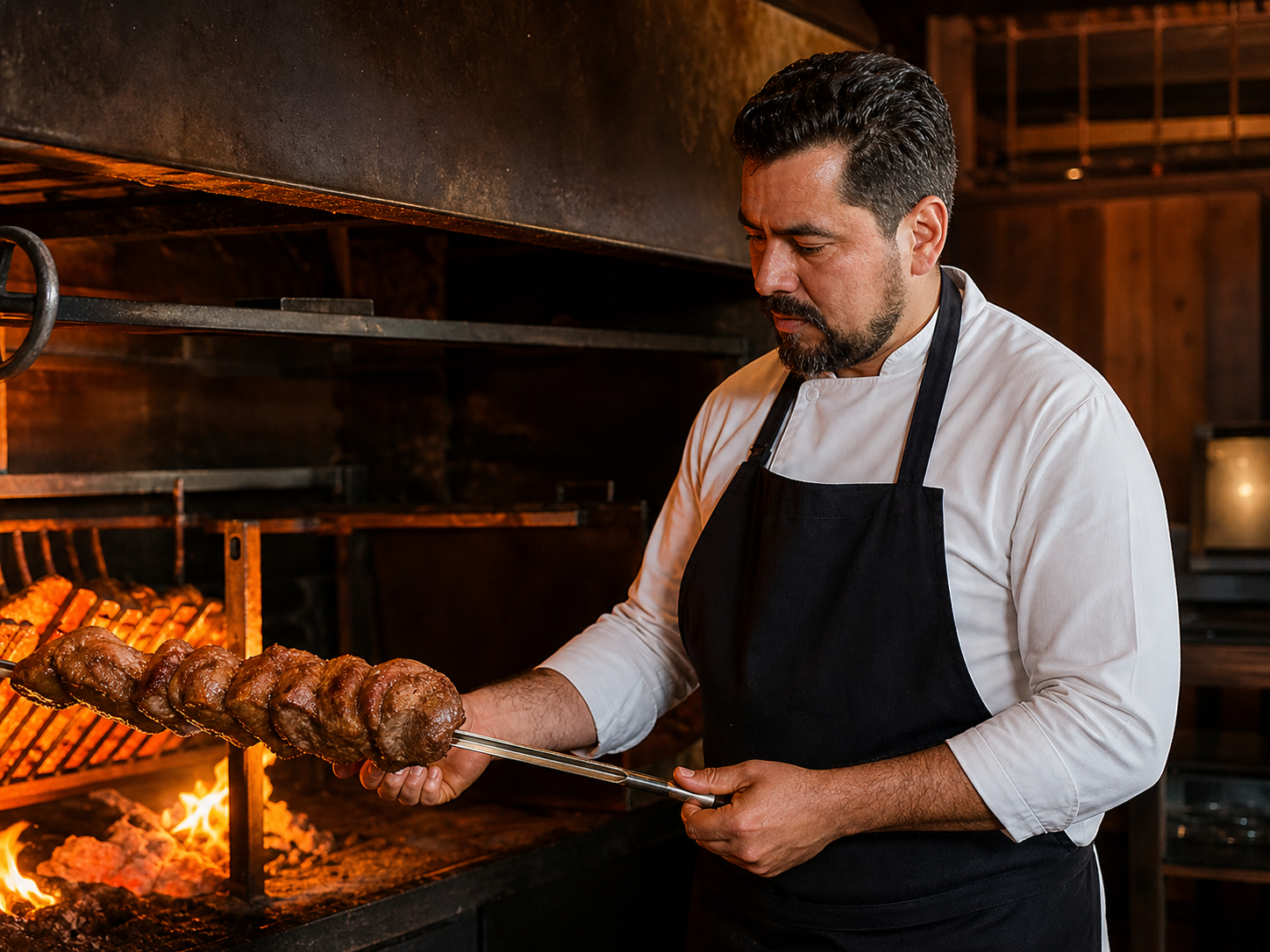 Maestro Churrasqueiro en la parrilla de Bossa Grill